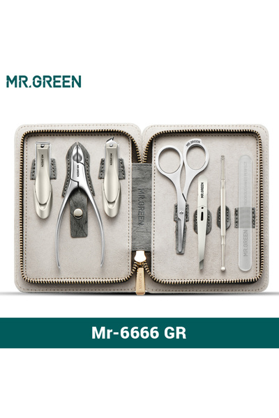 Mr Green Mr-6666GR MR.GREEN Manicure Set With Leather Case 7 in 1 Professiona...