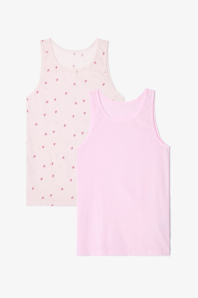 Penti Girl's Two Heart Heart Patterned Cotton Thick Strap 2-Piece Undershirt