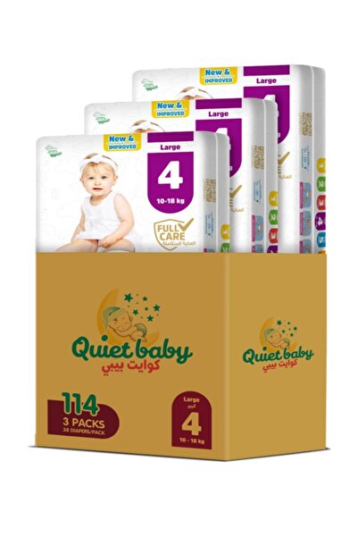 Quiet baby Diapers Size 4 from 10-18 kg, Jumbo Saver Box 114 Diapers (3 X 38)