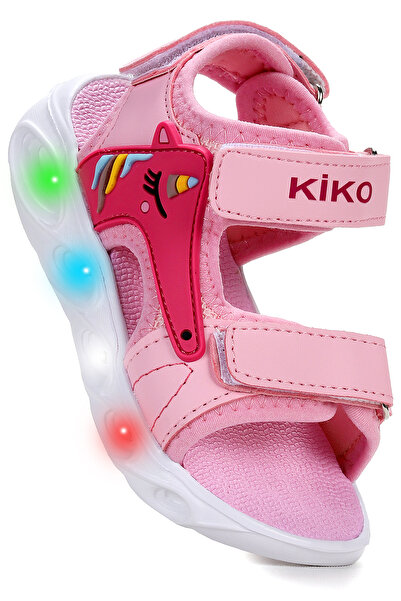 Kiko Kids Unicorn Günlük Işıklı Cırtlı Kız Bebek Sandalet Ayakkabı