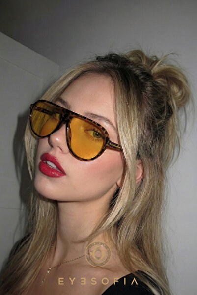 Eyesofia Clara Unisex Vintage Leopard Frame Orange Drop Pilot Sunglasses