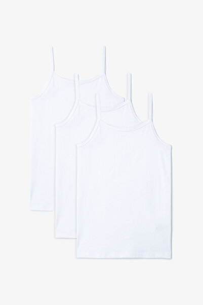 Penti Optical White W Basic Cotton 3-Piece Thin Strap Children's Undershirt