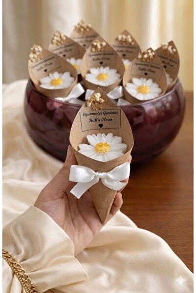 BlueDaisyCandle Kişiye Özel 15 ADET PAPATYA kokulu buket mum Düğün/nişan/söz/kadınlar/anneler Günü Hediyelik,nikah