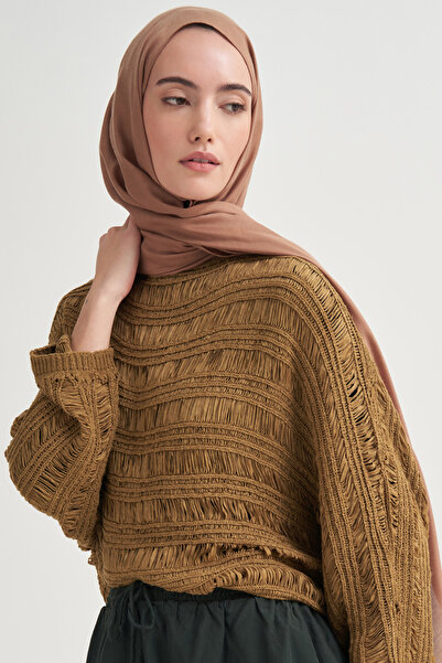 carell Şantuk Çift Taraflı İpekli Şal Mocha