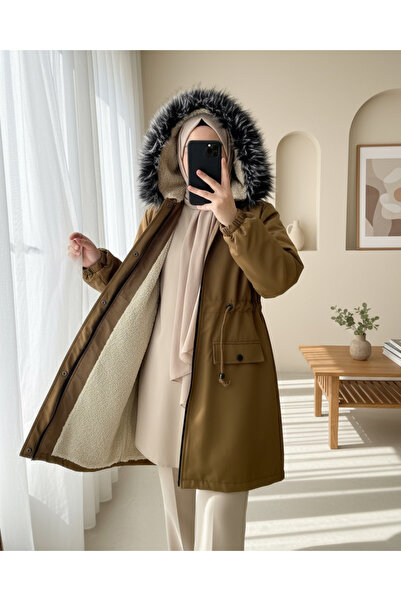 HİJABAYA معطف بونديت بقلنسوة ثابتة مع سطح داخلي فروي