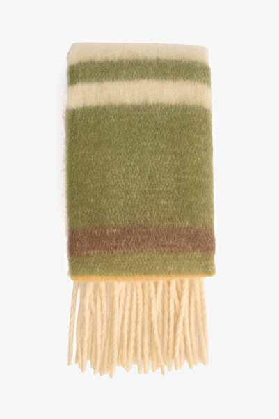Penti Khaki Alba Striped Soft Textured Scarf