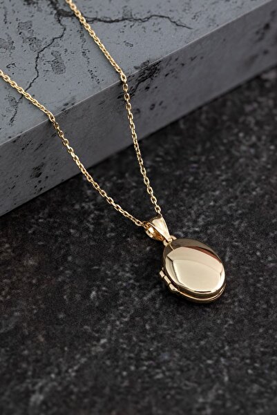 Uşaklıhafız 1945 14 Ayar Altın Orta Boy Vintage Oval Plaka Kolye