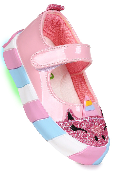 Kiko Kids Gilan Cırtlı Işıklı Kız Bebek Babet Ayakkabı