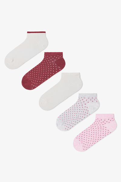 Penti 5 Çift Pamuklu Puantiye Desenli Patik Çorap