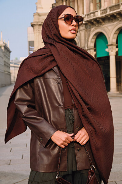 carell Luxe Desen Liora Pamuk Şal Bordo