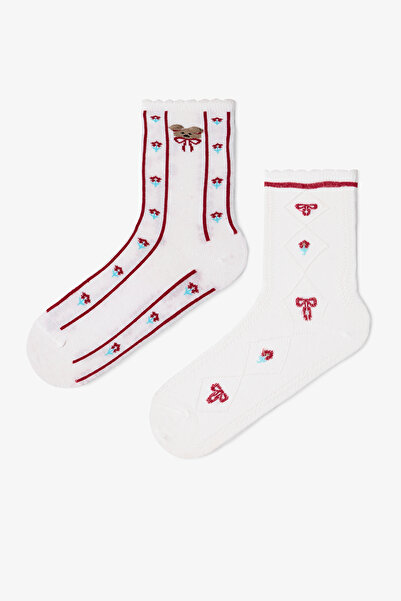 Penti 2 Çift Pamuklu Ayı Desenli Fırfırlı Soket Çorap