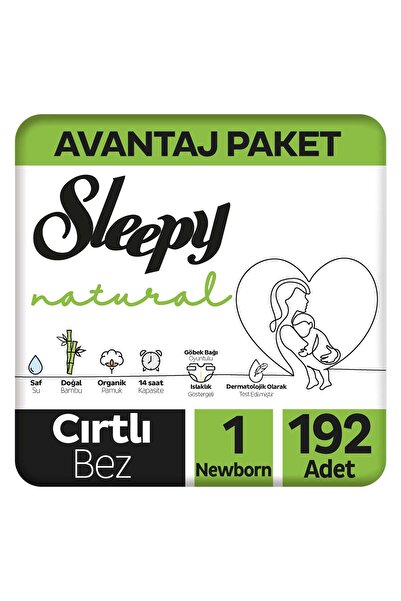 Sleepy Natural Avantajlı Paket Bebek Bezi 1 Numara Newborn 192 Adet