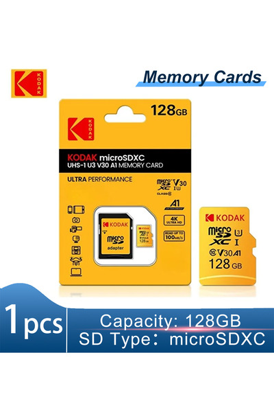 Kodak 128GB Micro SD Memory Card - High Speed ​​Class 10 U3 UHS-I for Smartph...