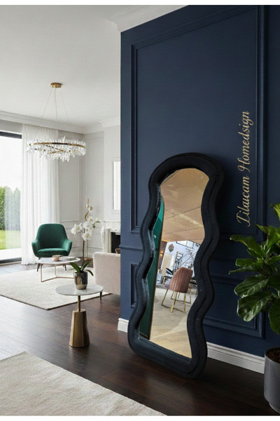 LİLACAM DESİGN GERÇEK KUMAŞ BOY AYNASI - SİYAH