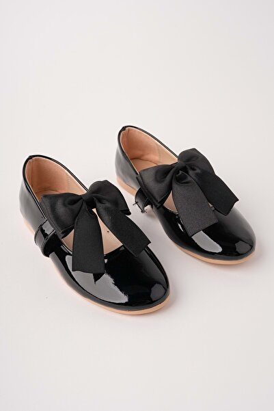 bulutmod BA04600 Siyah Kız Çocuk Fiyonklu Abiye Balo Gösteri Babet Ayakkabı - 26