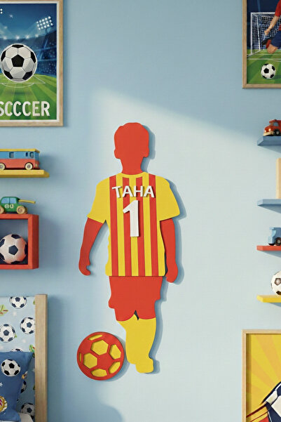 Dekorobi Kişiye Özel İsimli Futbolcu Duvar Dekoru Futbol Taraftar Çocuk Odası...