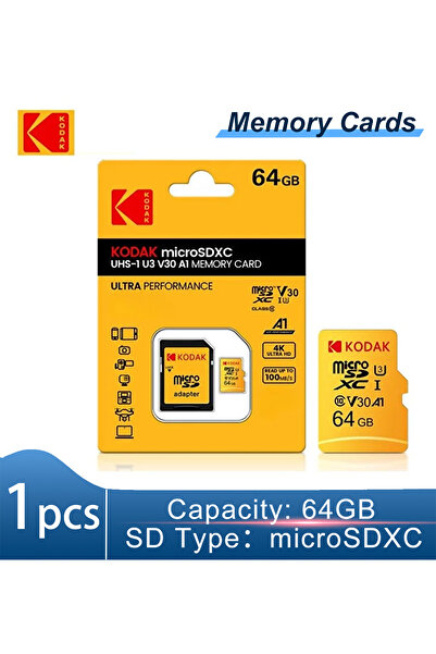 Kodak بطاقة ذاكرة مايكرو إس دي بسعة 64 جيجابايت - عالية السرعة من الفئة 10 U3...