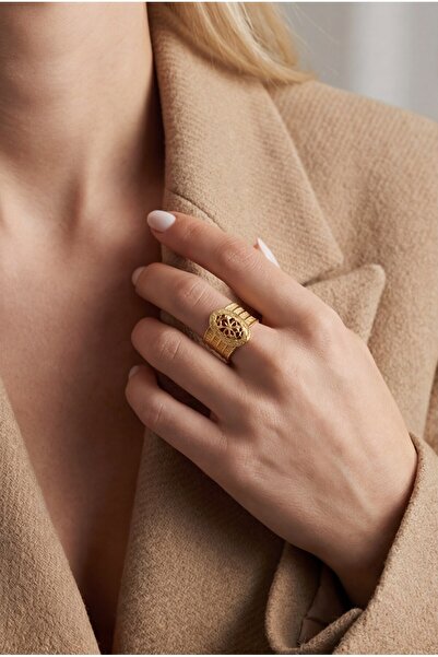 FerizZ Çelik Yüzük Kadın Altın Kaplama Trabzon Model YZK-504