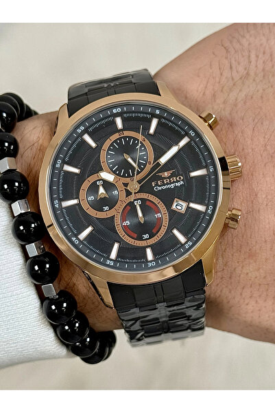 FERRO Siyah Çelik Kordon Erkek Kol Saati FM31277A-R