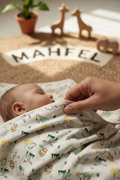 MAHFEL بطانية أطفال مطبوعة على شكل حيوان لطيف مصنوعة من القطن العضوي بنسبة 100%