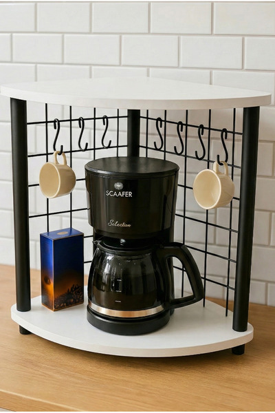 PEKA Tezgah Üstü Raf –Mutluluk Köşesi Mini Kahve Köşesi Ve Baharatlık 6 Kanca...