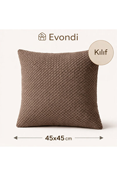 Evondi Dokulu Silinebilir Kumaş Kırlent Kılıfı 45×45 Taba – 1 Adet