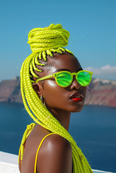 Mina Peruk Afrika Örgüsü Ve Rasta İçin Sentetik Saç - Neon Sarı