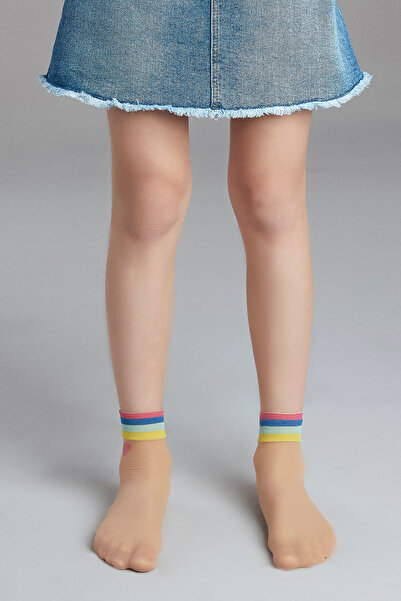 Penti Girl - Light Nude, Multicolored Patterned Socks