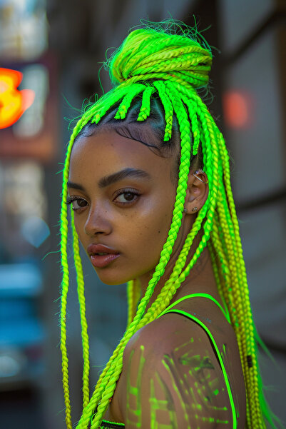 Mina Peruk Afrika Örgüsü Ve Rasta İçin Sentetik Saç - Neon Yeşil