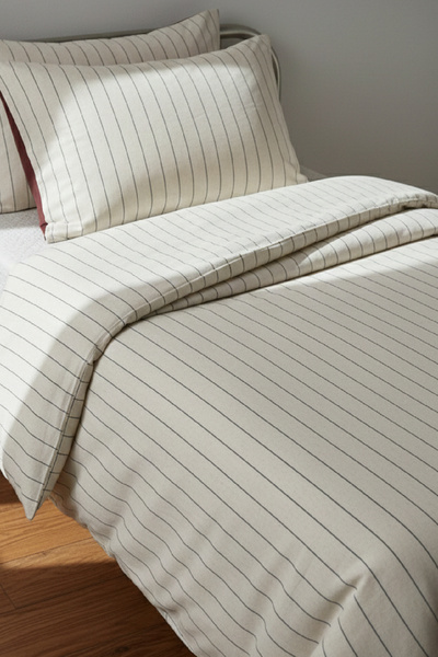 LaLiva Set de lenjerie de pat pentru o persoană, cu cearșaf elastic, natural ...