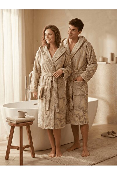 Lucy and Home Halat de baie unisex cu glugă, imprimat cu hartă