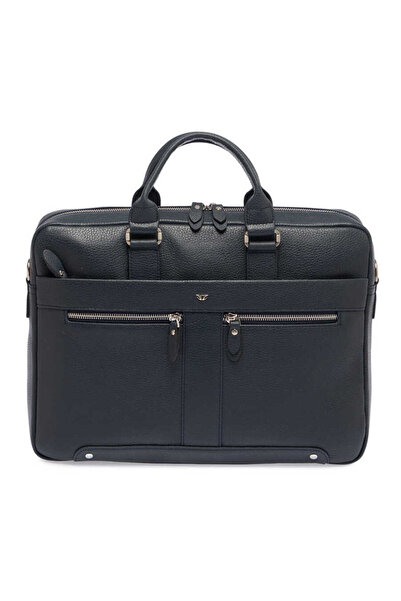 Tergan Navy Blue Genuine Leather Men's Briefcase - S1Ev00021476-A38