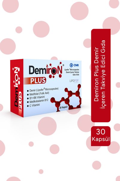 DEMİRON PLUS Microenkapsüle Demir Folik Asit B12 D3 Vitamini (30 KAPSÜL)