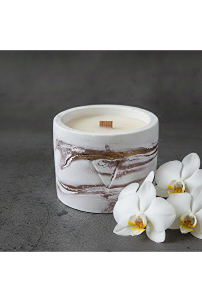 STUDİO VİVARA Tarçın Kokulu Mum Soya Wax Beton Kase El Yapımı