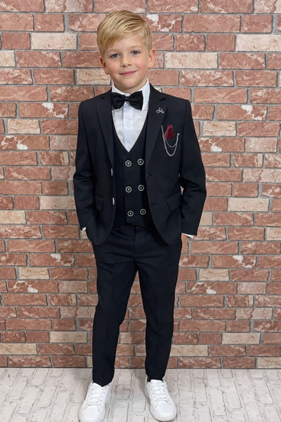 HAYTA Costum pentru copii cu vestă și set cămașă 1 an - 14 ani Negru argintiu