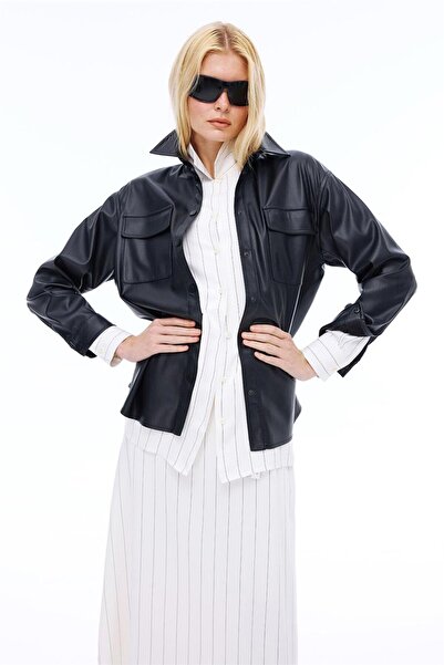 Perspective Dark Comfortable Fit Fake Sleeve Shirt Collar Black Color Women's...