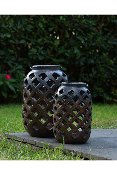 Greenmall Lantern Bronz Büyük Boy Mumluk Bronz