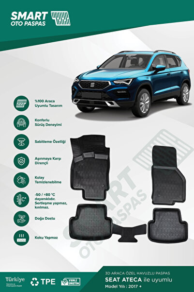 Seat Yeni Ateca 2020 Ve Sonrası 3d Havuzlu Paspas