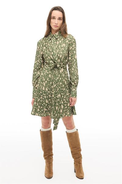 Perspective Cok Corine Regular Fit Leopard Short Dress