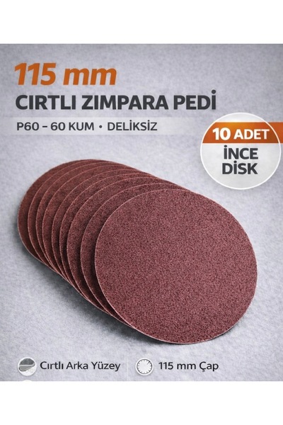Bhd Cırtlı Zımpara Diski 115 mm P60 – Avuç Taşlama Uyumlu (10 Adet)