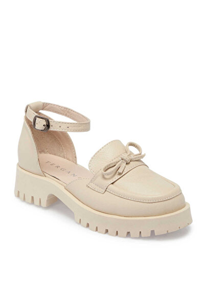 Tergan Bej Hakiki Deri Kadın Topuklu Ayakkabı - K25I1AY67824-A25