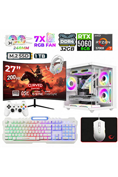 XASER Sword Cube X55 Ryzen 7 5700X 32GB Ram 1TB M.2 NVMe SSD 8GB RTX5060 Sıvı...