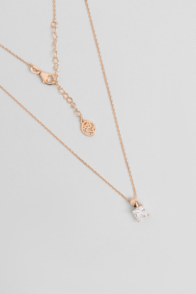 So CHIC... Prenses Kesim 18 Ayar Rose Altın Kaplama 45 Cm Gümüş Minimal Kolye