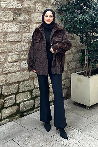 Ovn. سترة ديزرت واسعة الياقة بنقشة الفهد - بني