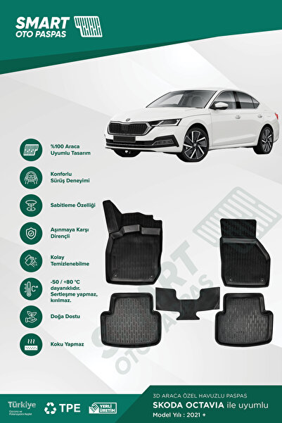 Skoda Octavia Paspas 2021 Sonrası 3d Havuzlu Paspas Smartpaspas