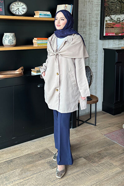 Ovn. Pelerinli Trençkot - Taş Rengi