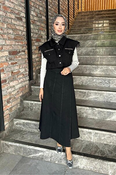 Oven سترة من الدنيم الأسود - تفاصيل حجرية