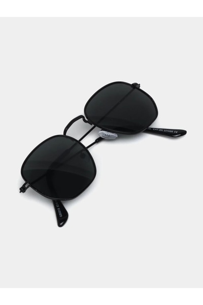 BAPPİR Beşgen Unisex Güneş Gözlüğü Siyah Metal Çerçeve