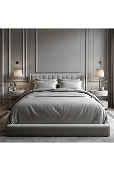 Qua Home Soho 200 TC Pamuk Perkal Çift Kişilik Nevresim Seti Gri