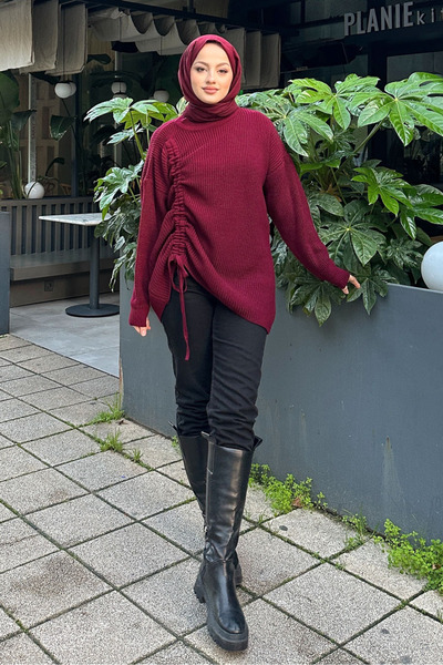 Ovn. Drawstring Knit Sweater - Burgundy